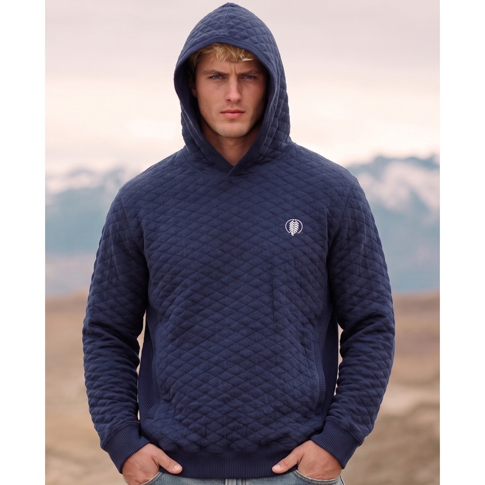💙Holderness & Bourne Wallace Hooded Sweater Tailored Fit Men L Heathered Navy